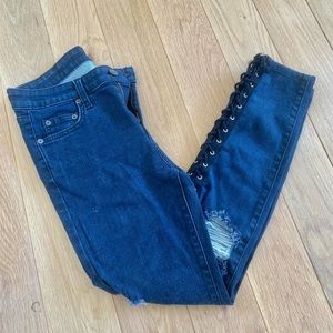 Laced Leg Ankle Skinny Jeans